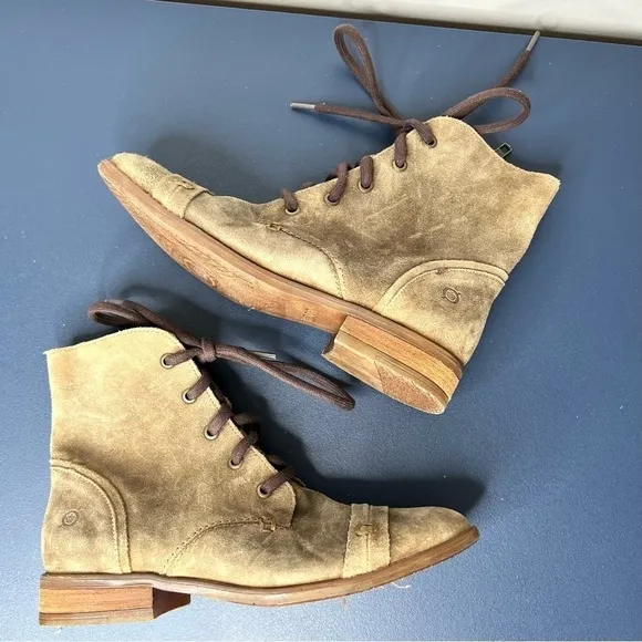 Born Women's Dunay Brown Distressed Suede High Top Lace Up Boot Size 6 Women’s