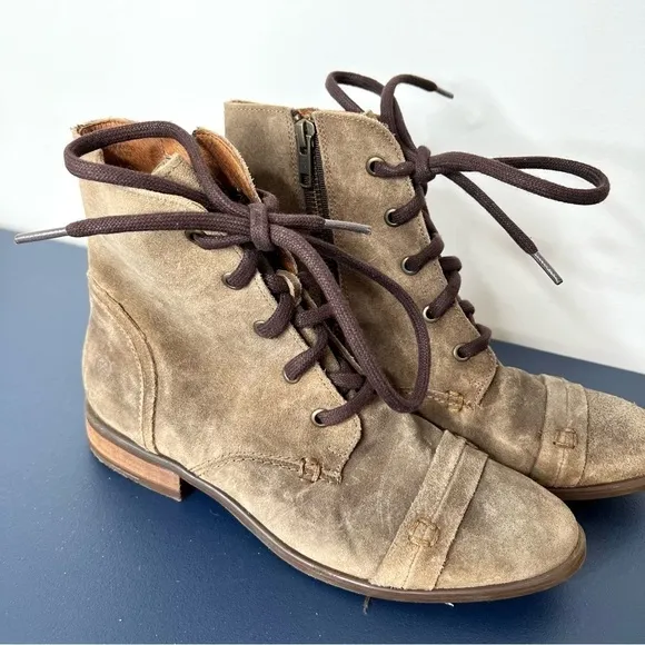 Born Women's Dunay Brown Distressed Suede High Top Lace Up Boot Size 6 Women’s