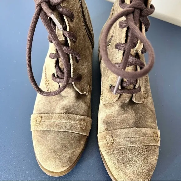 Born Women's Dunay Brown Distressed Suede High Top Lace Up Boot Size 6 Women’s