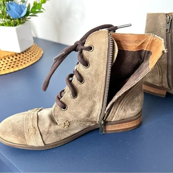 Born Women's Dunay Brown Distressed Suede High Top Lace Up Boot Size 6 Women’s