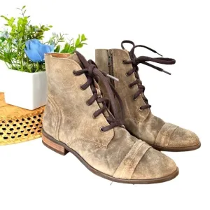 Born Women's Dunay Brown Distressed Suede High Top Lace Up Boot Size 6 Women’s