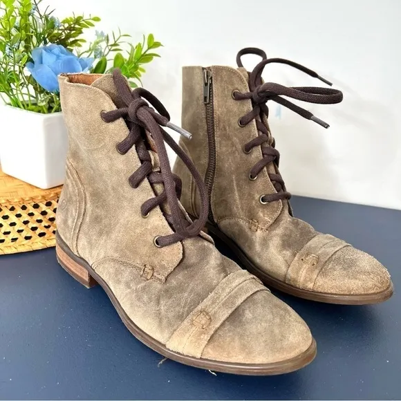 Born Women's Dunay Brown Distressed Suede High Top Lace Up Boot Size 6 Women’s