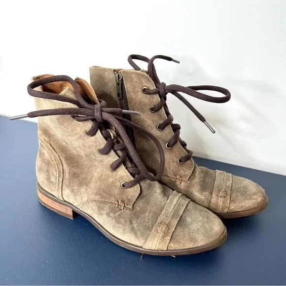 Born Women's Dunay Brown Distressed Suede High Top Lace Up Boot Size 6 Women’s