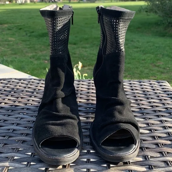 Bos. &amp; Co. Celine Leather/Suede Open-Toe Boot