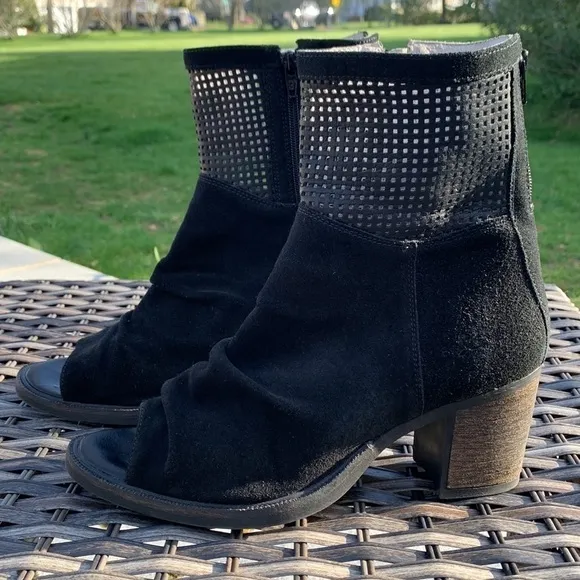 Bos. &amp; Co. Celine Leather/Suede Open-Toe Boot
