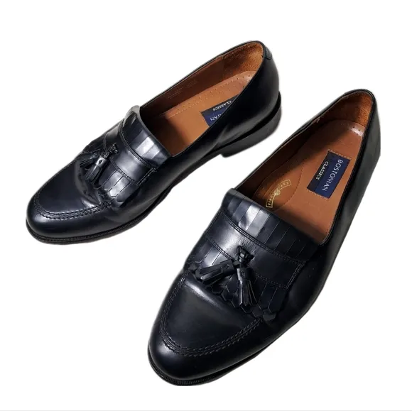 Bostonian Shoes Classics Mens Shoes Black Leather Tassled Loafers Dress Shoes 13