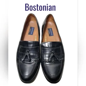 Bostonian Shoes Classics Mens Shoes Black Leather Tassled Loafers Dress Shoes 13