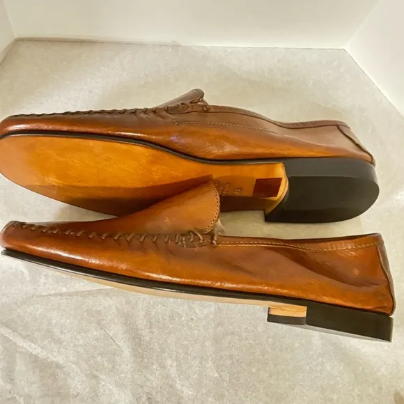Brand New Men's CLIF Leather Brown Loafer Shoes Made in Italy Size 43 US Size 10