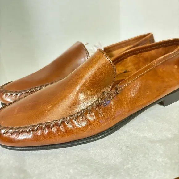 Brand New Men's CLIF Leather Brown Loafer Shoes Made in Italy Size 43 US Size 10