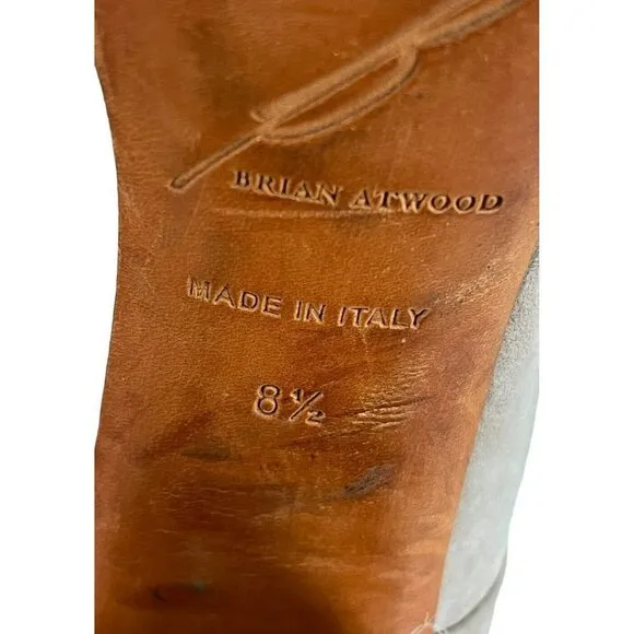 Brian Atwood Women's Sz 8.5 Natural Suede Leather High Stacked Heel Boots