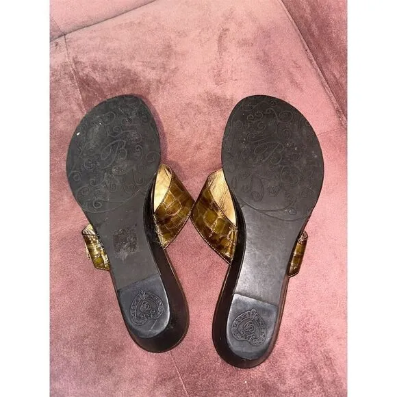 Brighton Women's Leather Thong Sandals Gold/Brown Size 7 Comfortable Fit