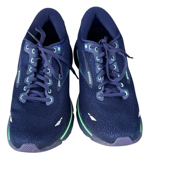 Brooks Men’s Ghost 15 Running Shoes Navy Blue and Green Sz. 12