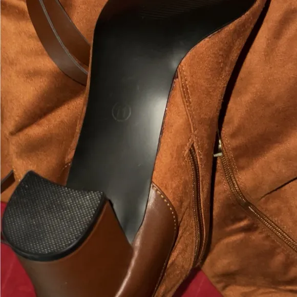 Brown Faux Suede Knee High Boots.  Size 11.  Brand new.