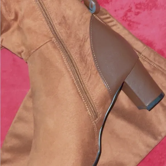 Brown Faux Suede Knee High Boots.  Size 11.  Brand new.
