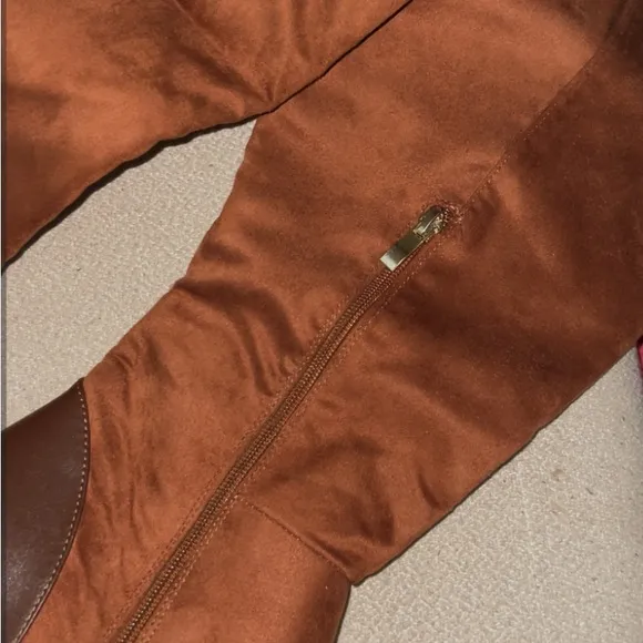 Brown Faux Suede Knee High Boots.  Size 11.  Brand new.