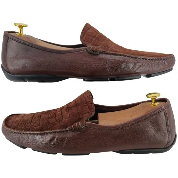 Bruno Magli Men's Size 11M Brown Leather Dress Shoes Loafers Made in Italy