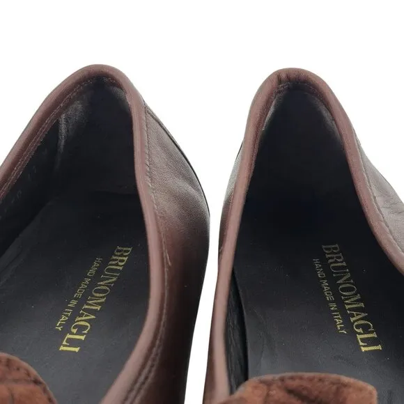 Bruno Magli Men's Size 11M Brown Leather Dress Shoes Loafers Made in Italy