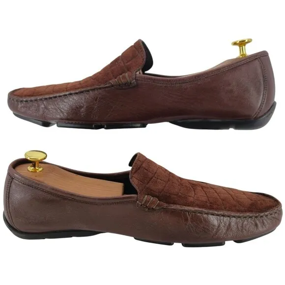 Bruno Magli Men's Size 11M Brown Leather Dress Shoes Loafers Made in Italy