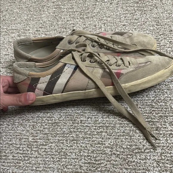 Burberry Beige Checkered Mens Sneakers