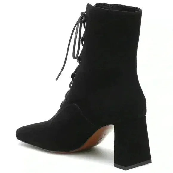 By Far Claude Lace Up Suede Booties