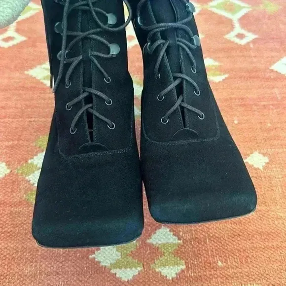 By Far Claude Lace Up Suede Booties