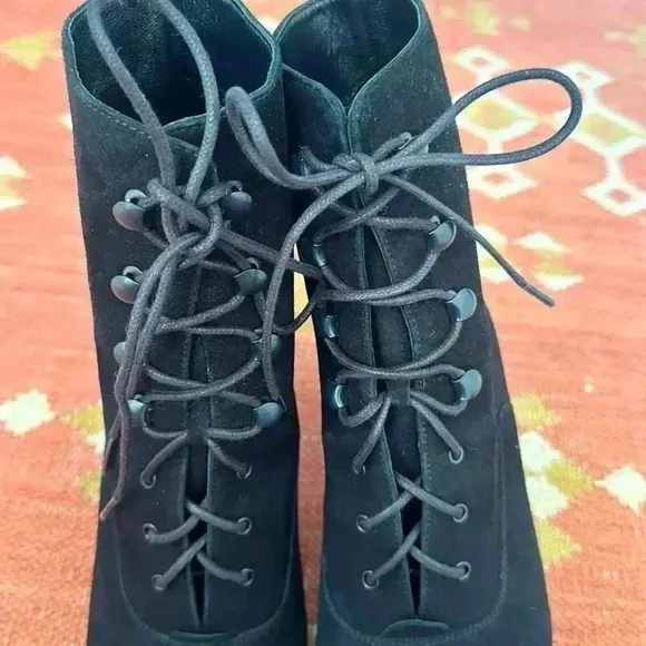 By Far Claude Lace Up Suede Booties