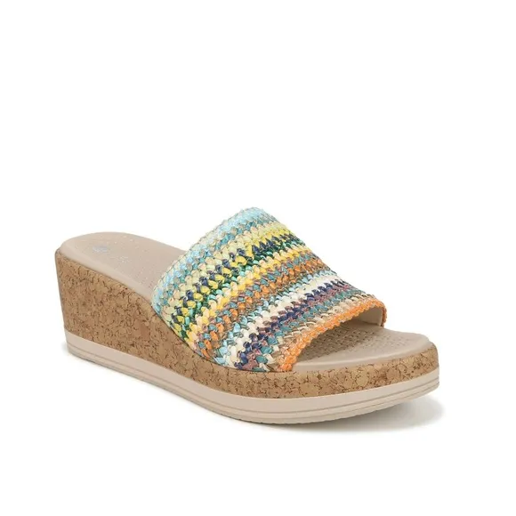Bzees Cream and Tan Sandals with Woven Strap