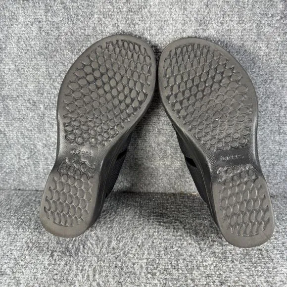 Bzees Finale Sandals Womens 9 Black Wedge Slingback Comfort Beach