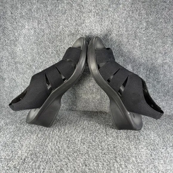 Bzees Finale Sandals Womens 9 Black Wedge Slingback Comfort Beach
