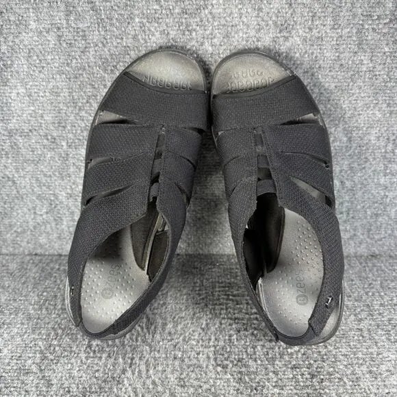 Bzees Finale Sandals Womens 9 Black Wedge Slingback Comfort Beach