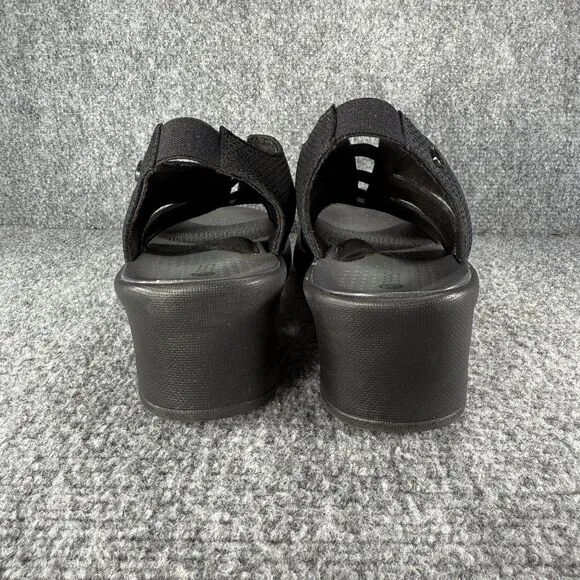 Bzees Finale Sandals Womens 9 Black Wedge Slingback Comfort Beach