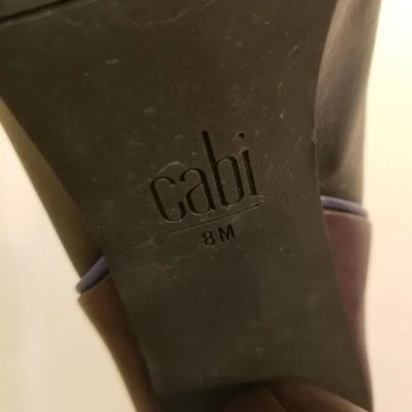 Cabi 8 BISSET Booties Two Tone Chunky Heels Plum Black Leather Boots