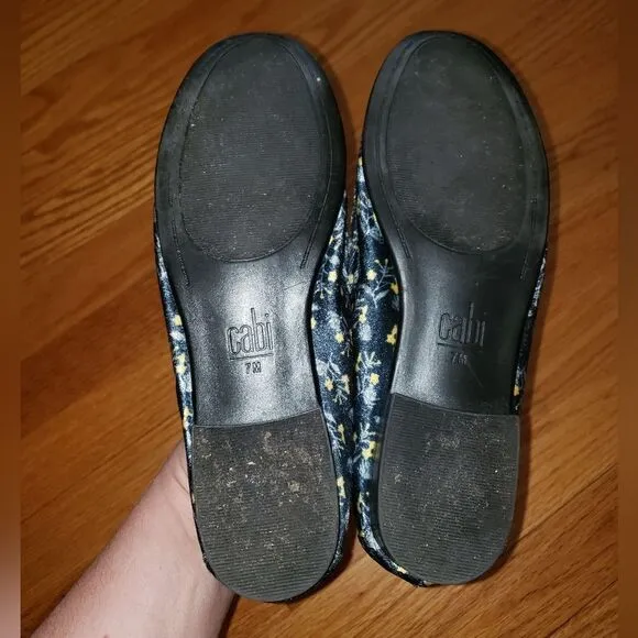 Cabi Carnaby Loafers Floral Blue Velvet Horsebit Shoes #6005 Size 7