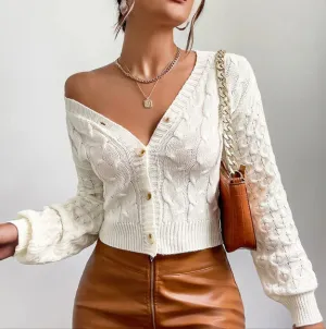 Cable Knit Drop Shoulder Cardigan