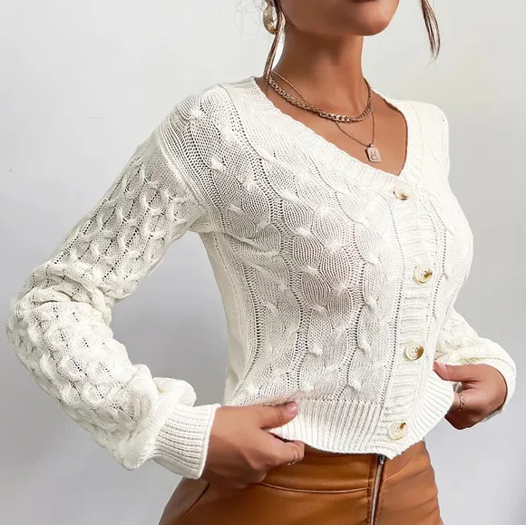 Cable Knit Drop Shoulder Cardigan