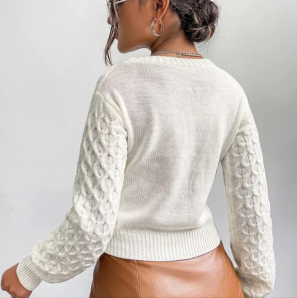 Cable Knit Drop Shoulder Cardigan