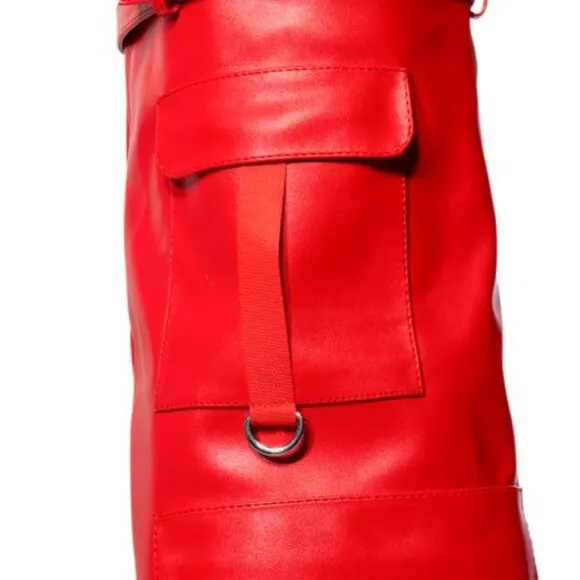 Callie Lives Xena Paint it Red AZALEA WANG Alexia Fold Over Wedge Boot 7.5 8