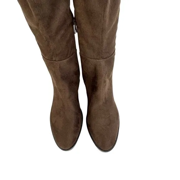 CALVIN KLEIN DEEDEE FAUX SUEDE OVER THE KNEE BOOTS IN MEDIUM BROWN NWOB SIZE 8M