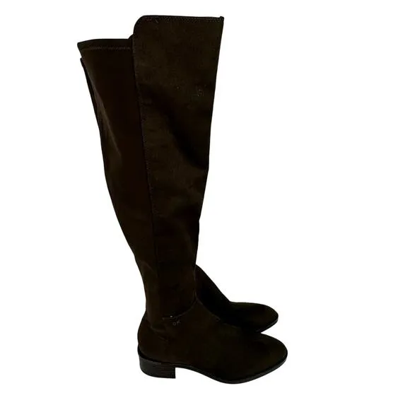 CALVIN KLEIN DEEDEE FAUX SUEDE OVER THE KNEE BOOTS IN MEDIUM BROWN NWOB SIZE 8M