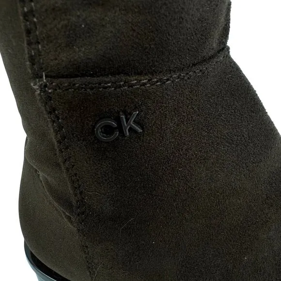 CALVIN KLEIN DEEDEE FAUX SUEDE OVER THE KNEE BOOTS IN MEDIUM BROWN NWOB SIZE 8M