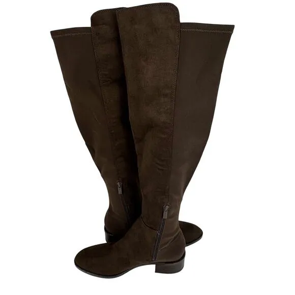 CALVIN KLEIN DEEDEE FAUX SUEDE OVER THE KNEE BOOTS IN MEDIUM BROWN NWOB SIZE 8M