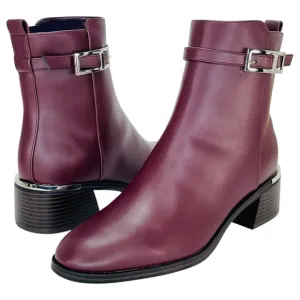 Calvin Klein Jallis2 Dark Red Faux Leather Ankle Boots Size 6M