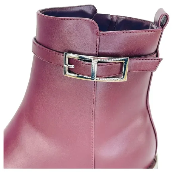 Calvin Klein Jallis2 Dark Red Faux Leather Ankle Boots Size 6M