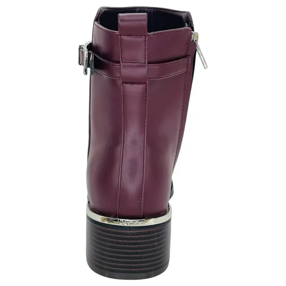Calvin Klein Jallis2 Dark Red Faux Leather Ankle Boots Size 6M