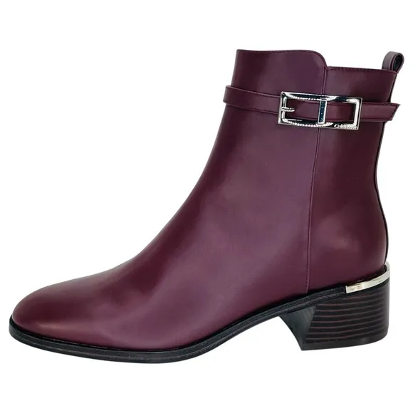 Calvin Klein Jallis2 Dark Red Faux Leather Ankle Boots Size 6M
