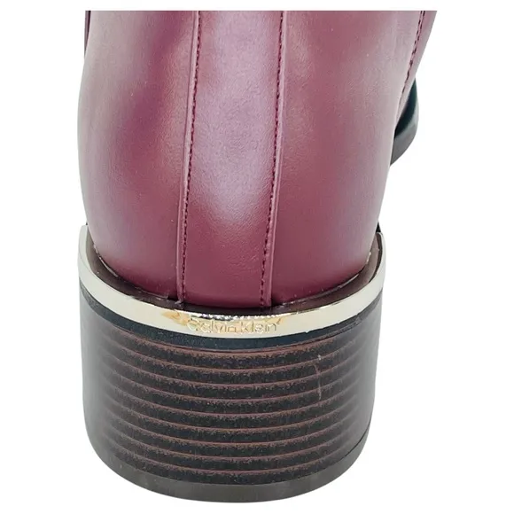 Calvin Klein Jallis2 Dark Red Faux Leather Ankle Boots Size 6M