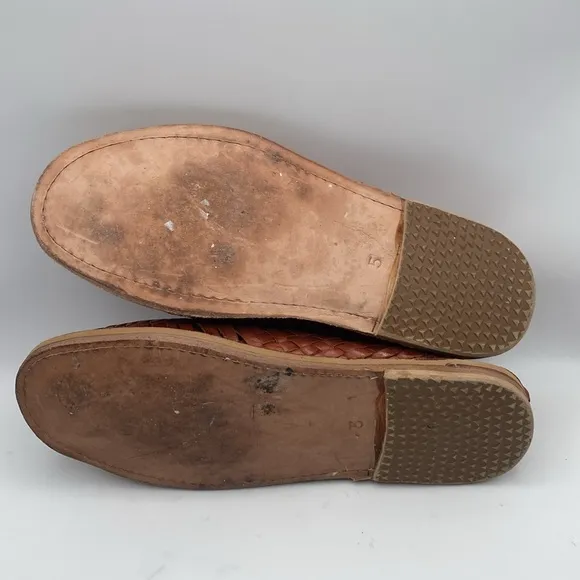 Calzado Ortega’s Men’s Spanish Huarache Leather Braided Slip On Sandals Size 5