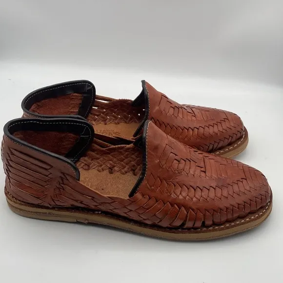 Calzado Ortega’s Men’s Spanish Huarache Leather Braided Slip On Sandals Size 5