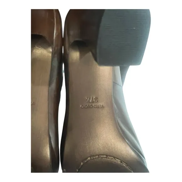 Casadei Vero Cuoio Knee High Strap Boots Size 7 EU7.5 Brown Suede Made in Italy