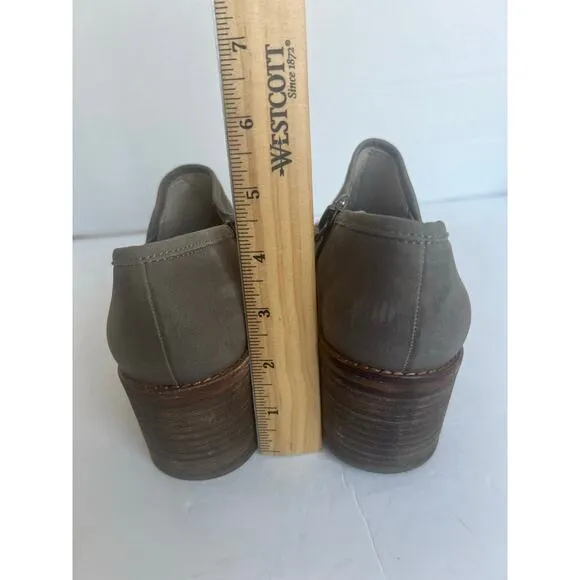 Caslon Faye Taupe Gray Nubuck Block Heel with Zipper Almond Toe Ankle Bootie 7M